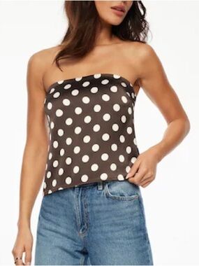 🤎NWT // Dynamite Satin Polka Dot Tube Top🤎